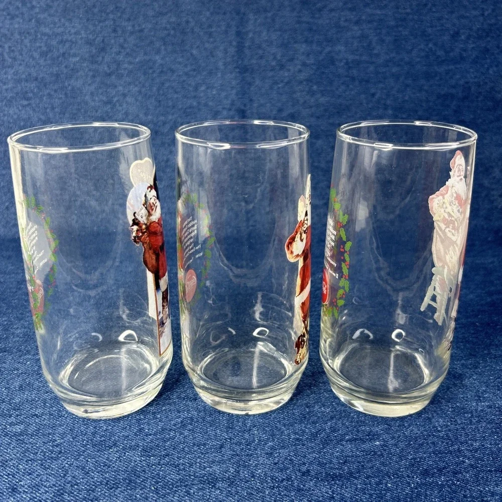 VTG Coca-Cola Haddon Sundblom Santa Claus Glasses Full Set Series II 93761